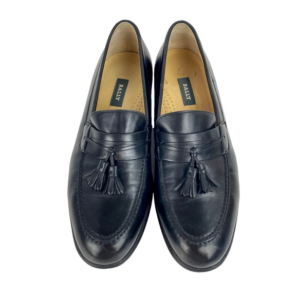 Bally Leather Dress Shoes Mens 11.5 D Sarzano Tassel Loafers Slip On Black, Fine - Picture 3 of 10